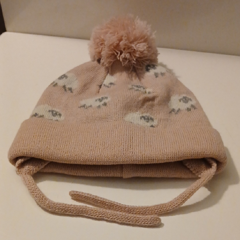 Charming Tan Knit Pom-Pom Hat for Kids